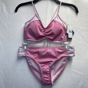 Heart and Harmony Padded Strappy Tie Back Top & Bikini Set Girl Sz 14 Pink New